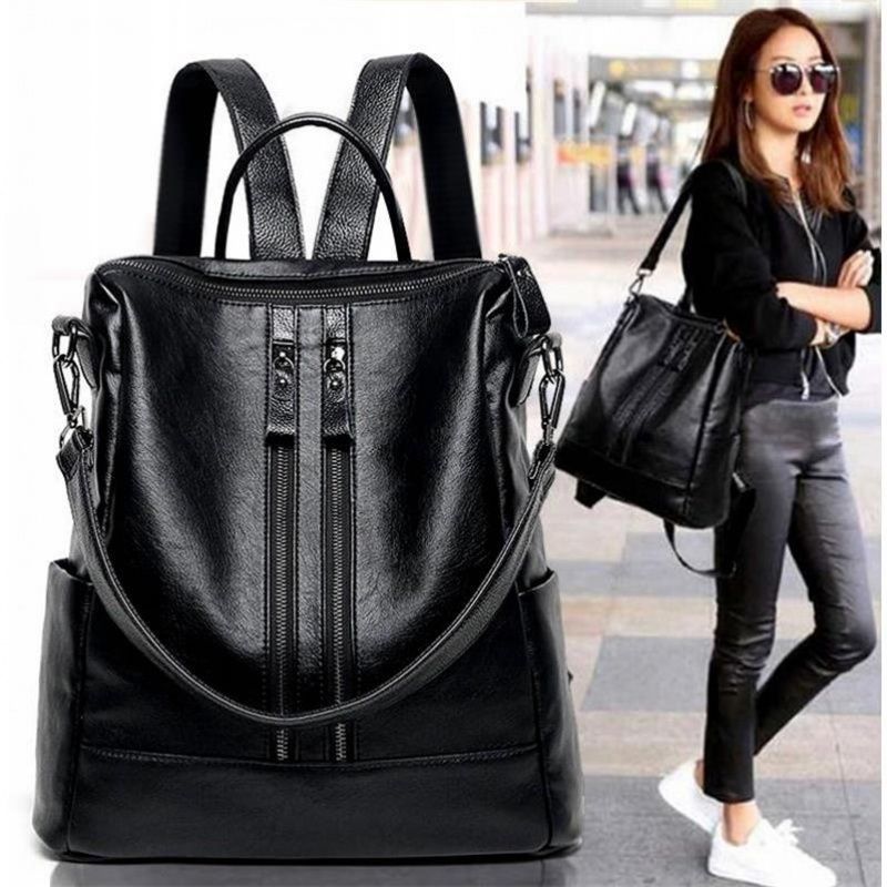 Fashion Backpack Women - Damski plecak ze skóry ekologicznej, czarny,